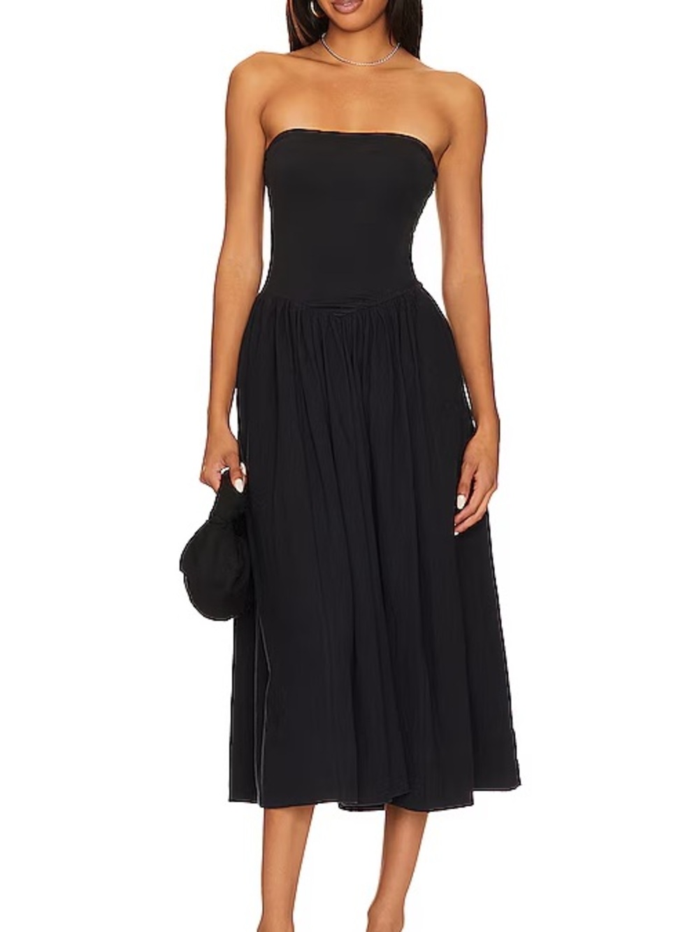 Free People Onda Black Drop Waist Tube Midi Dress